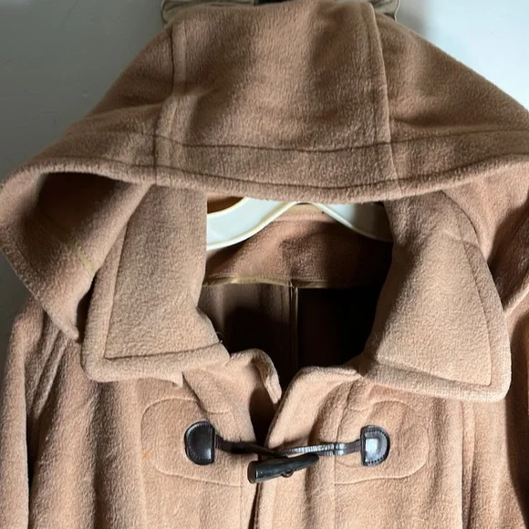 Burberry Vintage Wool Hooded Duffle Coat Beige Sz Small